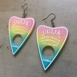 Rainbow Ouija Board Planchette Earrings!